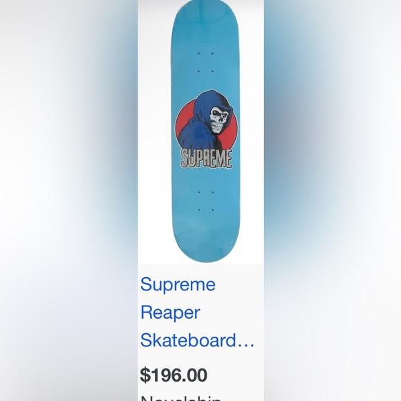 SUPREME Authentic NEW Reaper skateboard deck w/Sean Cliver artwork, plus sticker - Picture 3 of 14